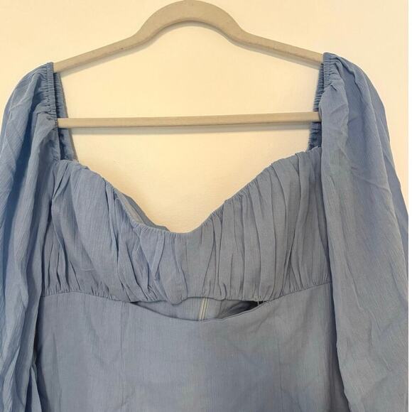 NWT RUMER Camille Long Sleeve Mini Dress In Blue Size Large - Picture 4 of 8